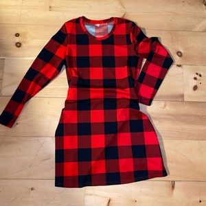 Red flannel printed dress